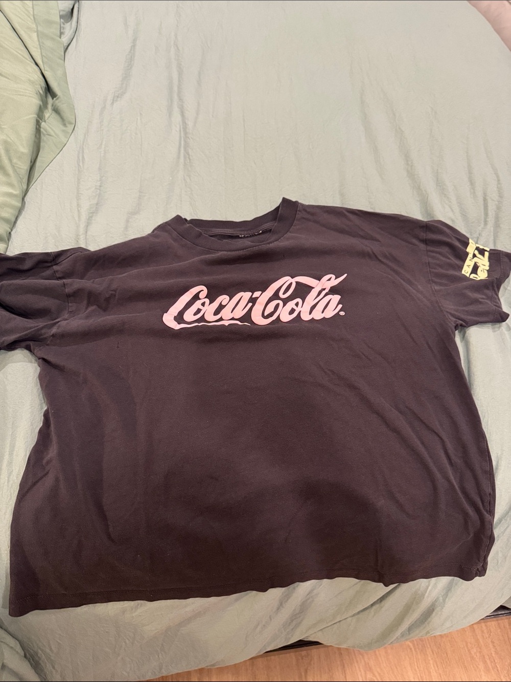 Coca Cola Black Tee with Pale Pink Logo